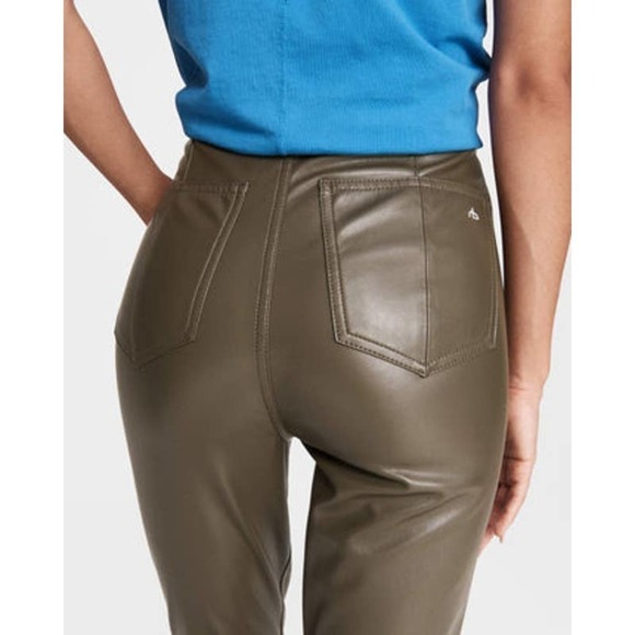 New RAG & BONE Army Green Nina Faux Leather Pull On Skinny Pant Size XXS - Picture 5 of 11